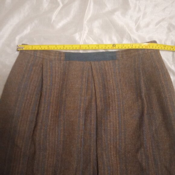 Brooks Brothers women's wool skirt chocolate brown w/blue strips sizeL - Picture 7 of 8